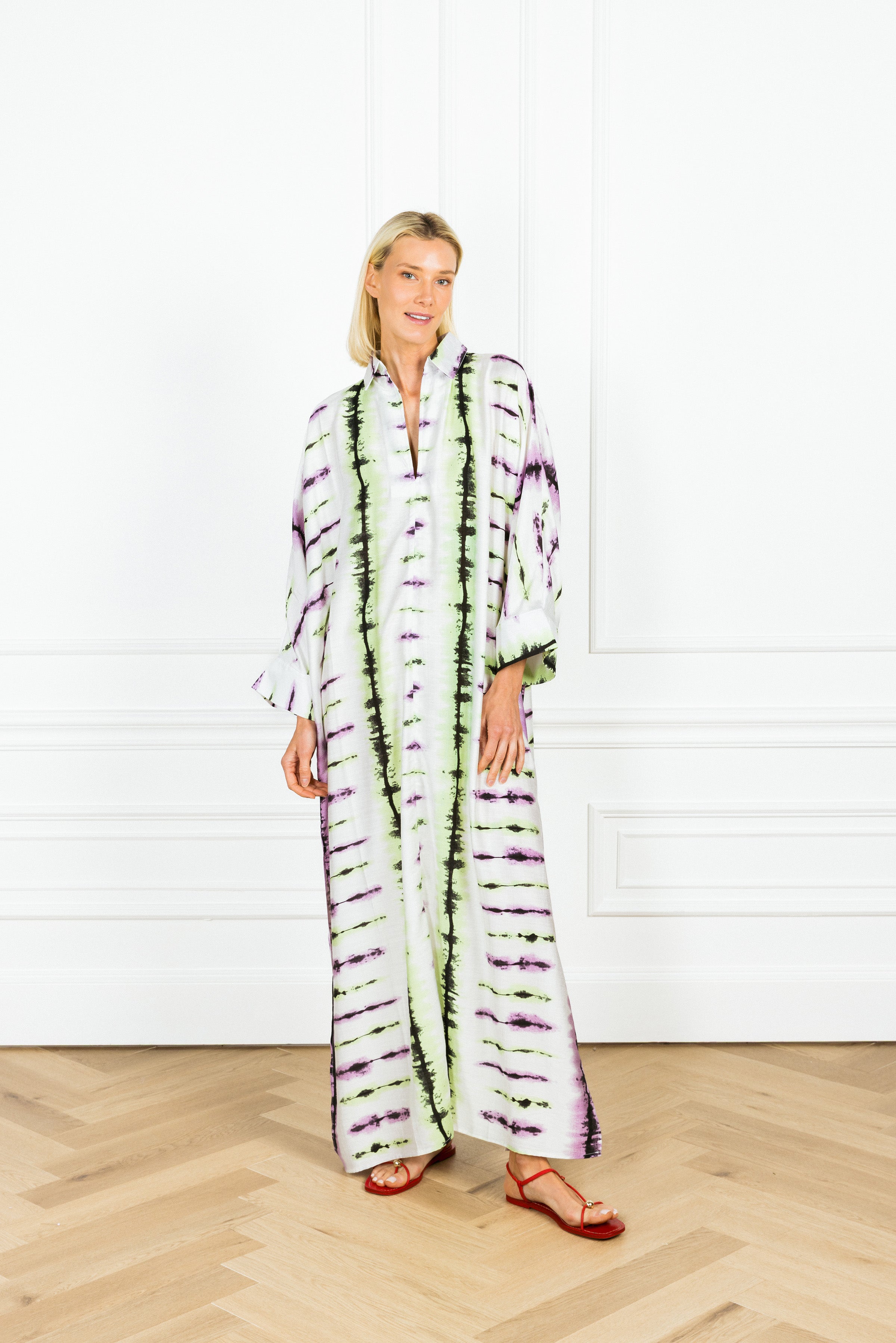 Maxi Ink Lime Ink Stripe Maxi Tunic Dress – La Vie Style House